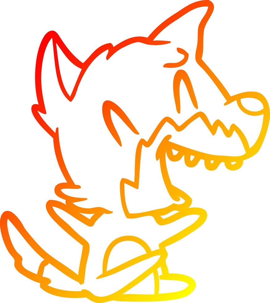 warm gradient line drawing laughing fox cartoon vector