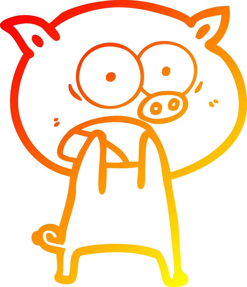 warm gradient line drawing cartoon pig shouting vector