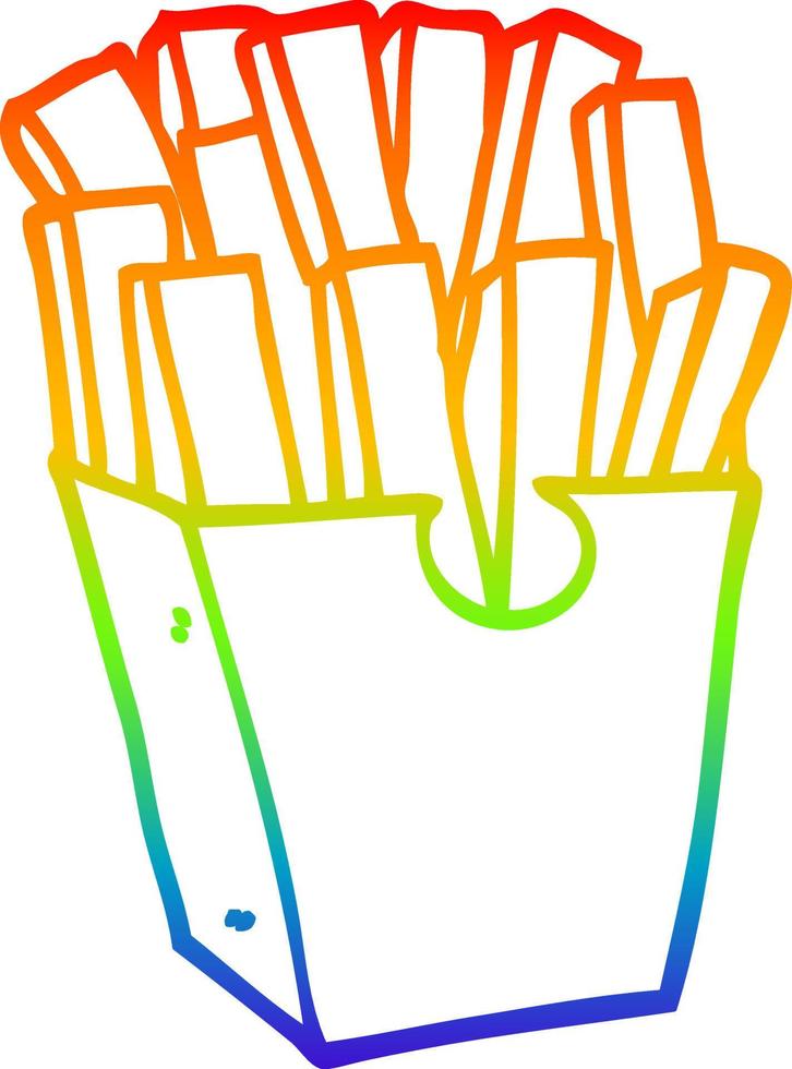 rainbow gradient line drawing cartoon fries vector