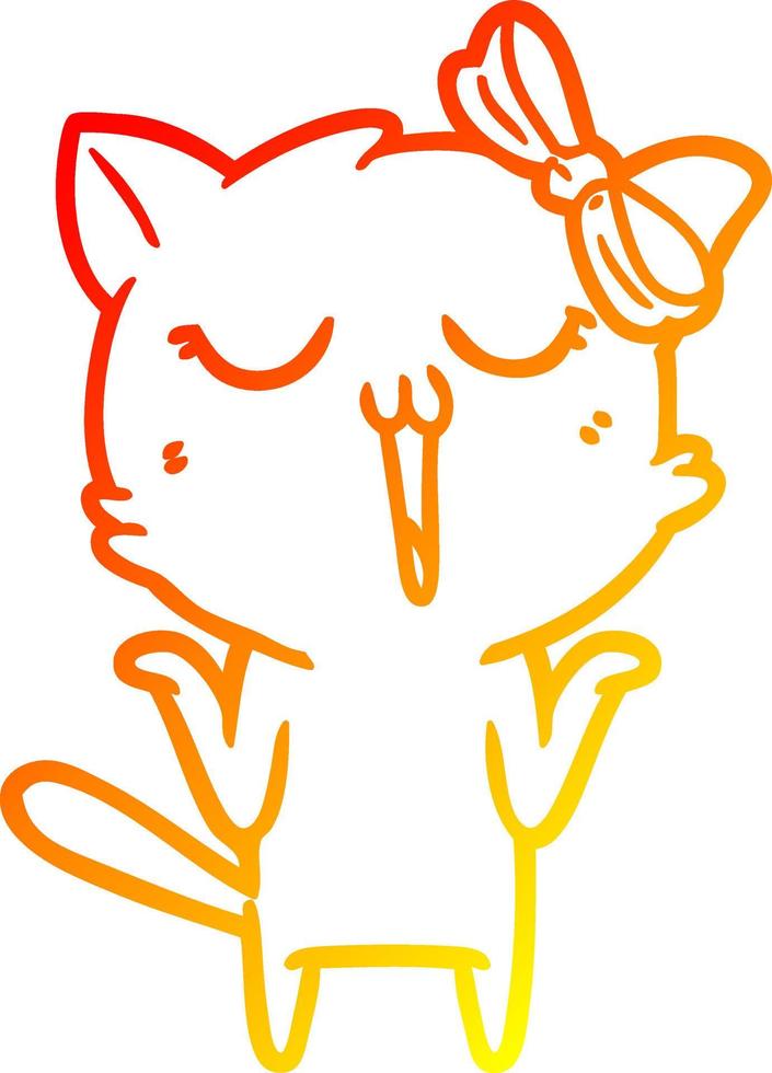 warm gradient line drawing cartoon cat vector