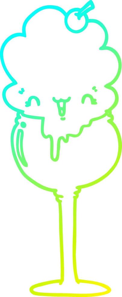 cold gradient line drawing cute cartoon ice cream desert vector
