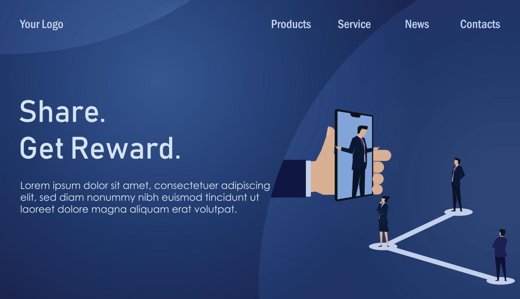 Share from referral landing page vector