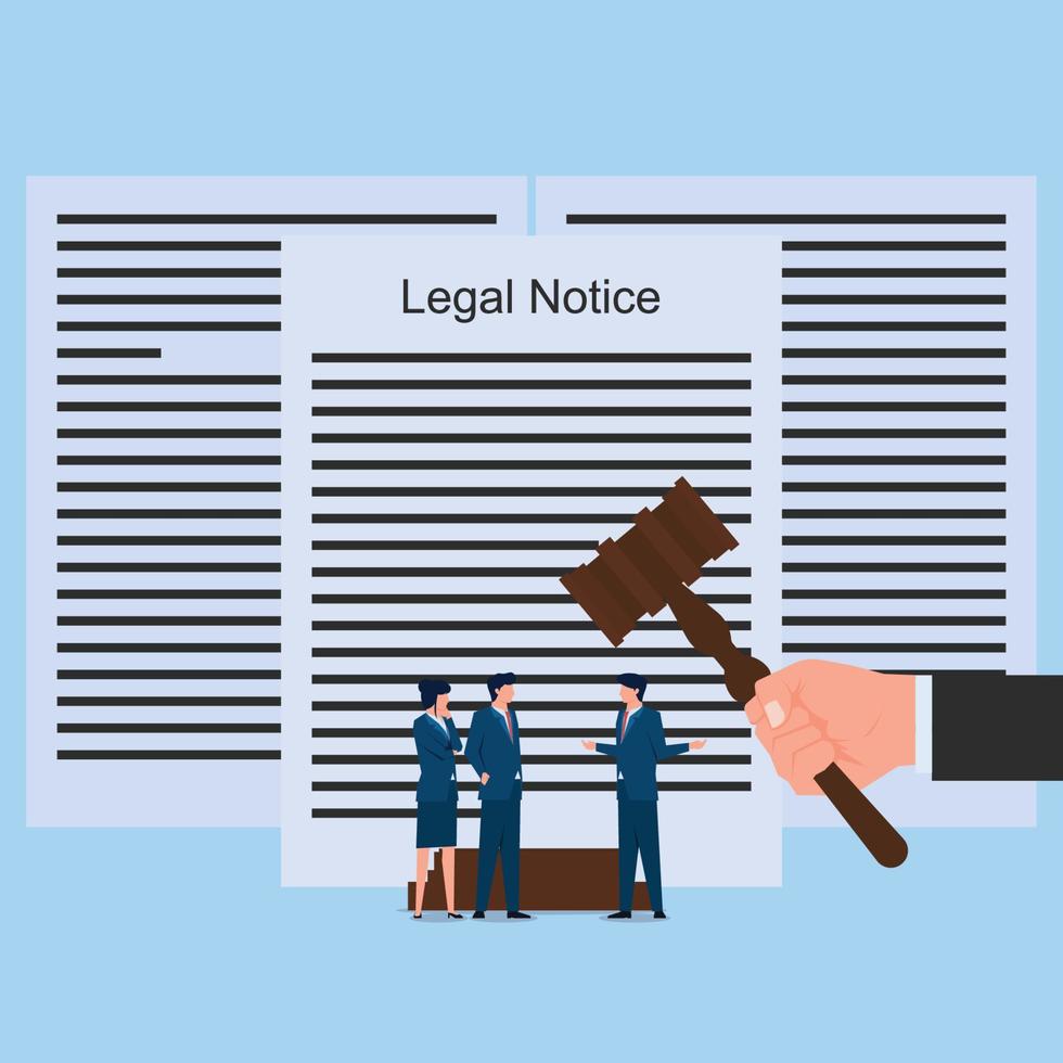 Man discuss about legal notice and law. Business flat vector concept illustration.