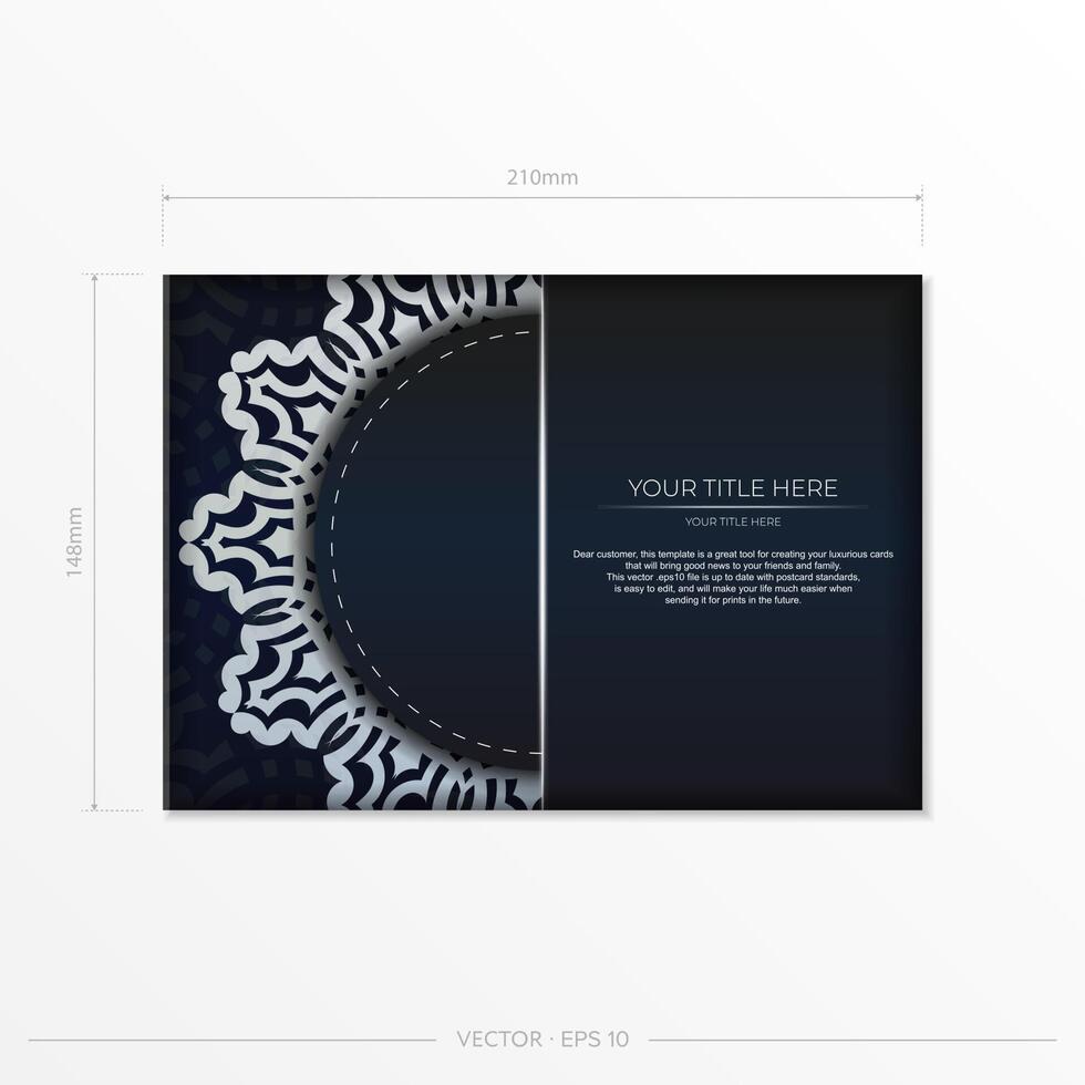 A black and white business card with a circular pattern vector