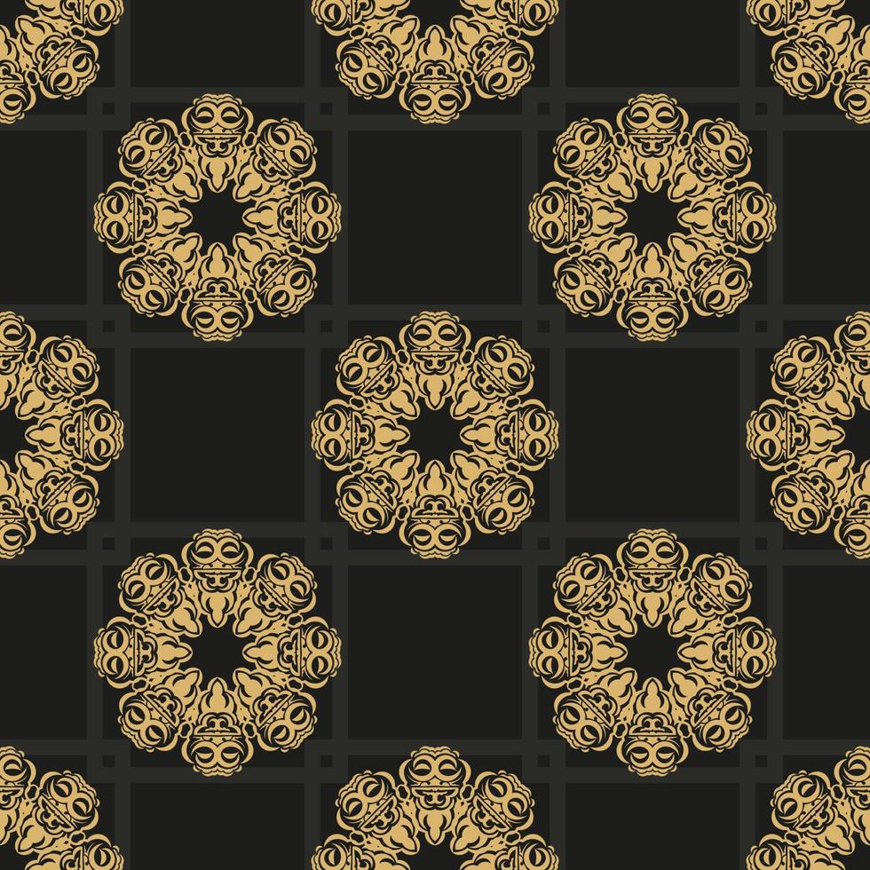 Chinese black and yellow abstract seamless vector background. Wallpaper in a vintage style template. Indian floral element. Graphic ornament for wallpaper, fabric, packaging and paper.