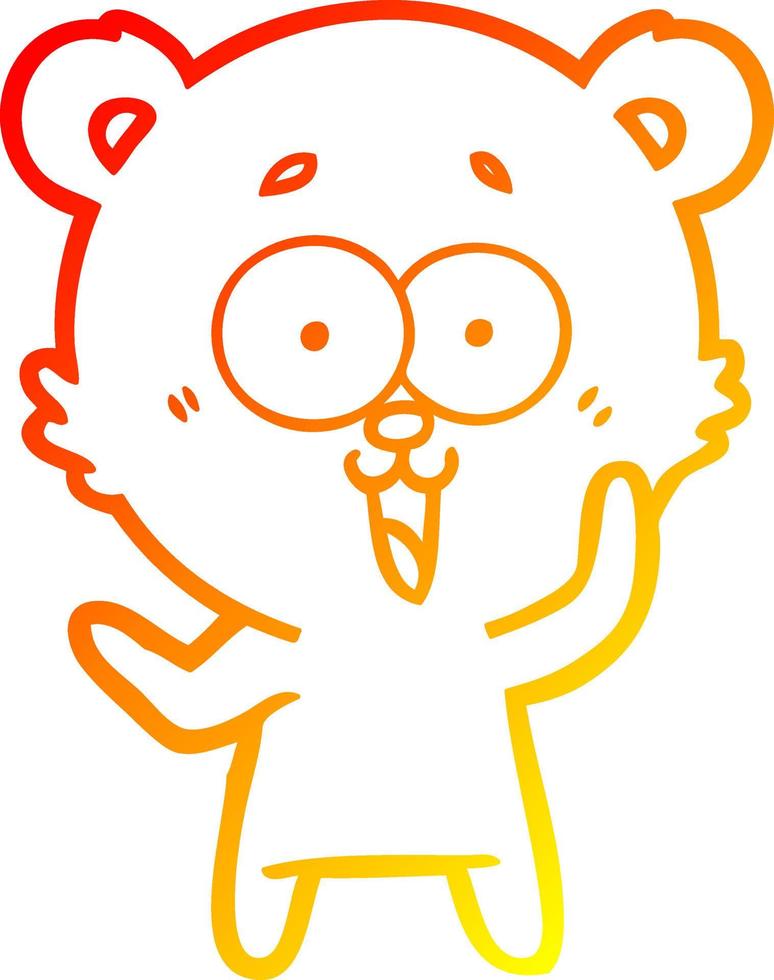 warm gradient line drawing laughing teddy  bear cartoon vector