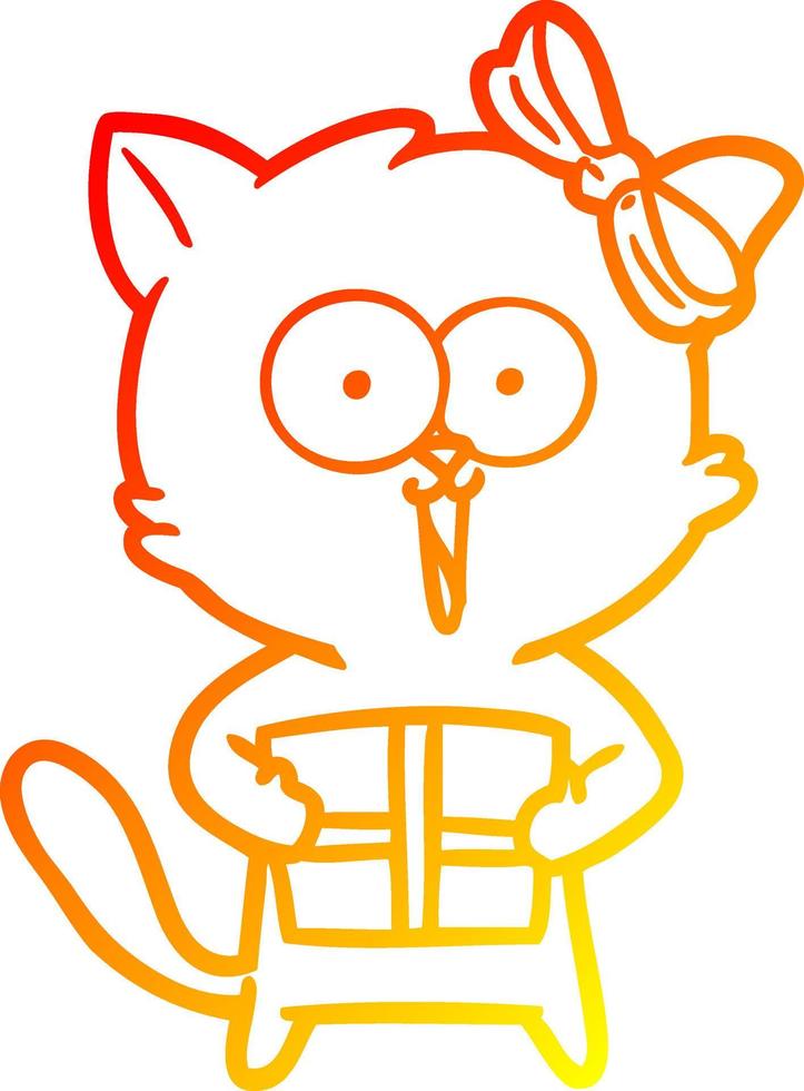 warm gradient line drawing cartoon cat vector