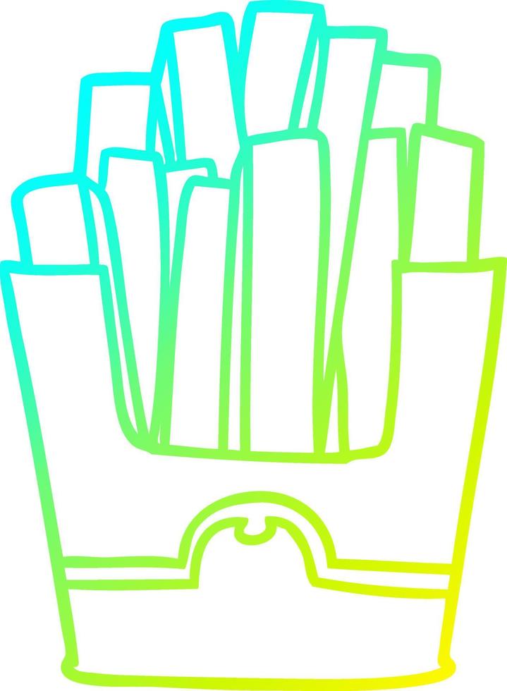 cold gradient line drawing junk food fries vector