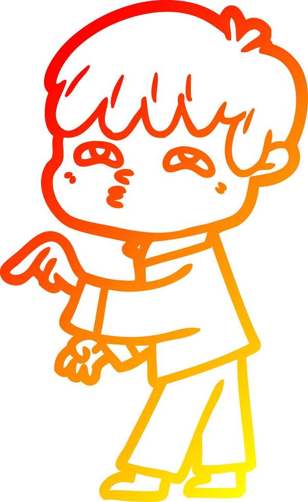 warm gradient line drawing cartoon curious man vector