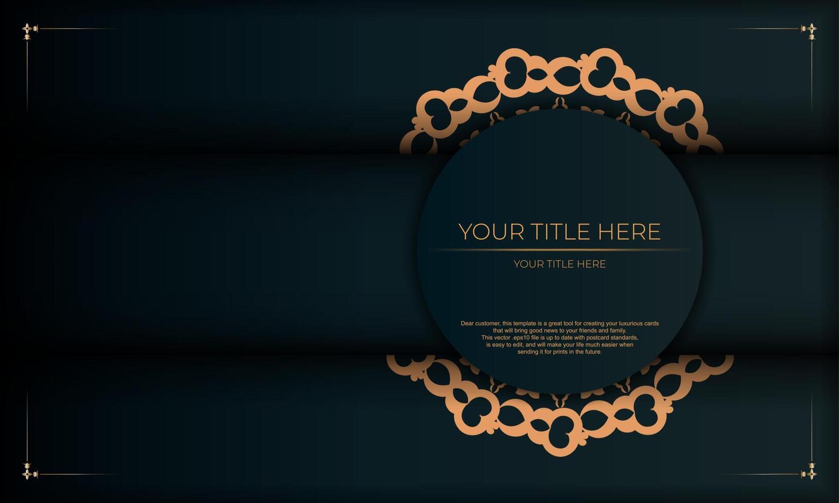 A black background with a gold frame and a place for your text vector