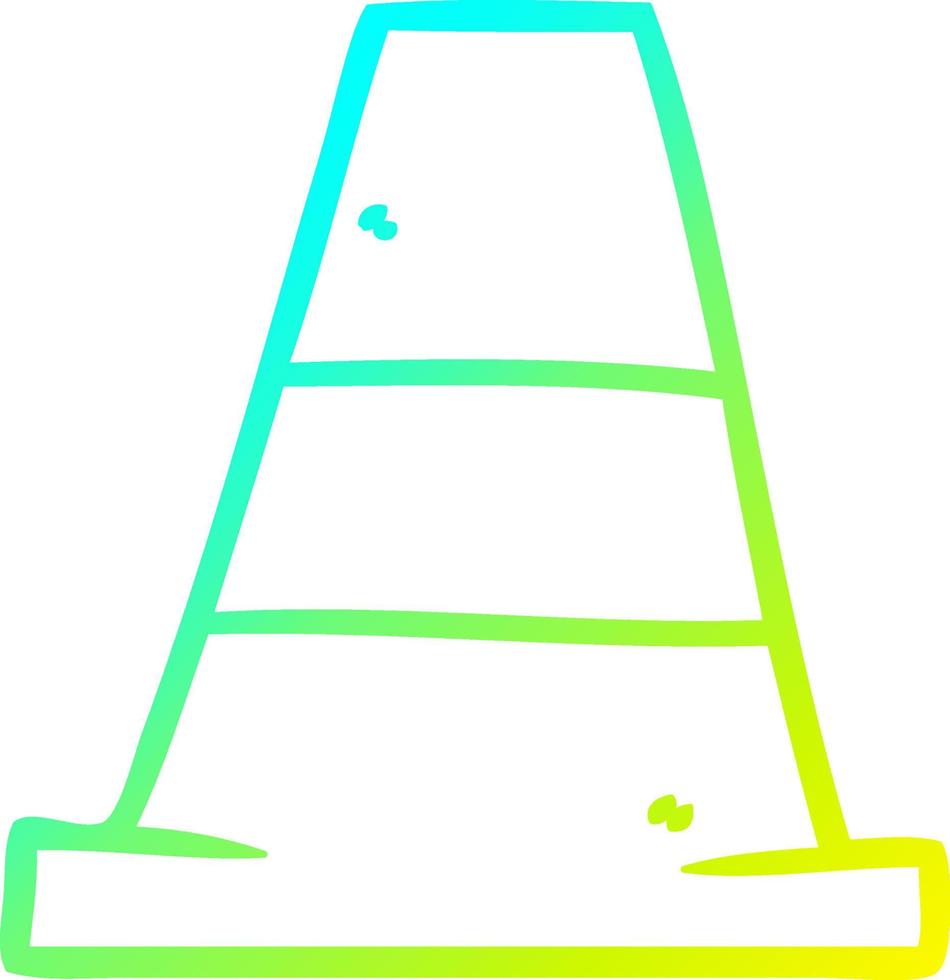 cold gradient line drawing cartoon road traffic cone vector