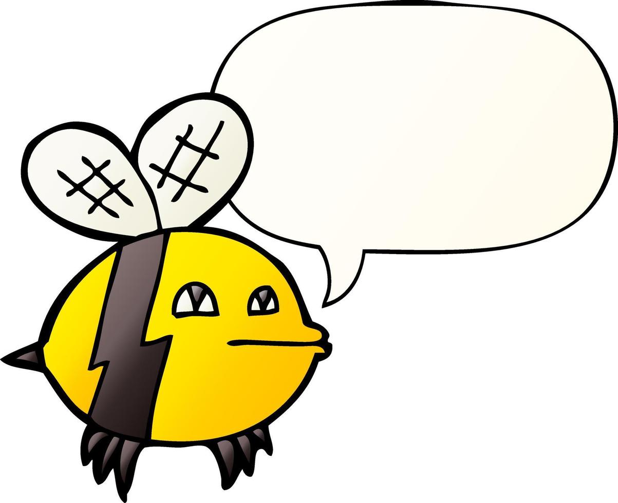 cartoon bee and speech bubble in smooth gradient style vector