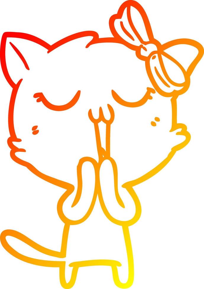 warm gradient line drawing cartoon cat vector