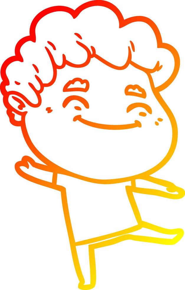 warm gradient line drawing cartoon friendly man vector