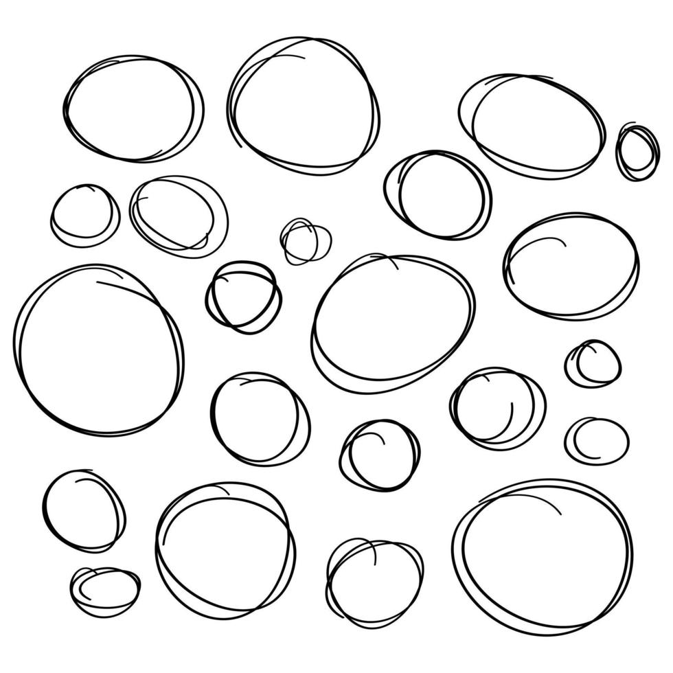 set of hand drawn circle marker vector
