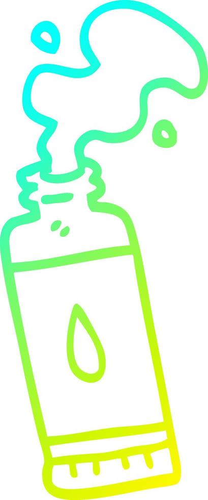 cold gradient line drawing cartoon squeezed lotion tube vector