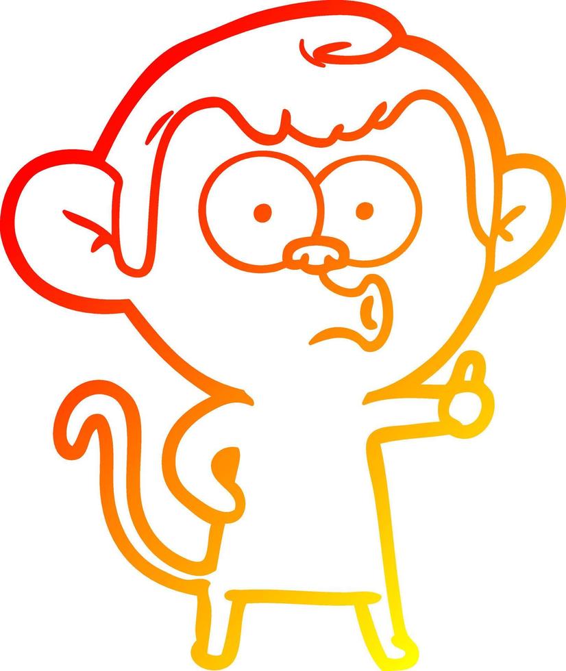 warm gradient line drawing cartoon hooting monkey vector