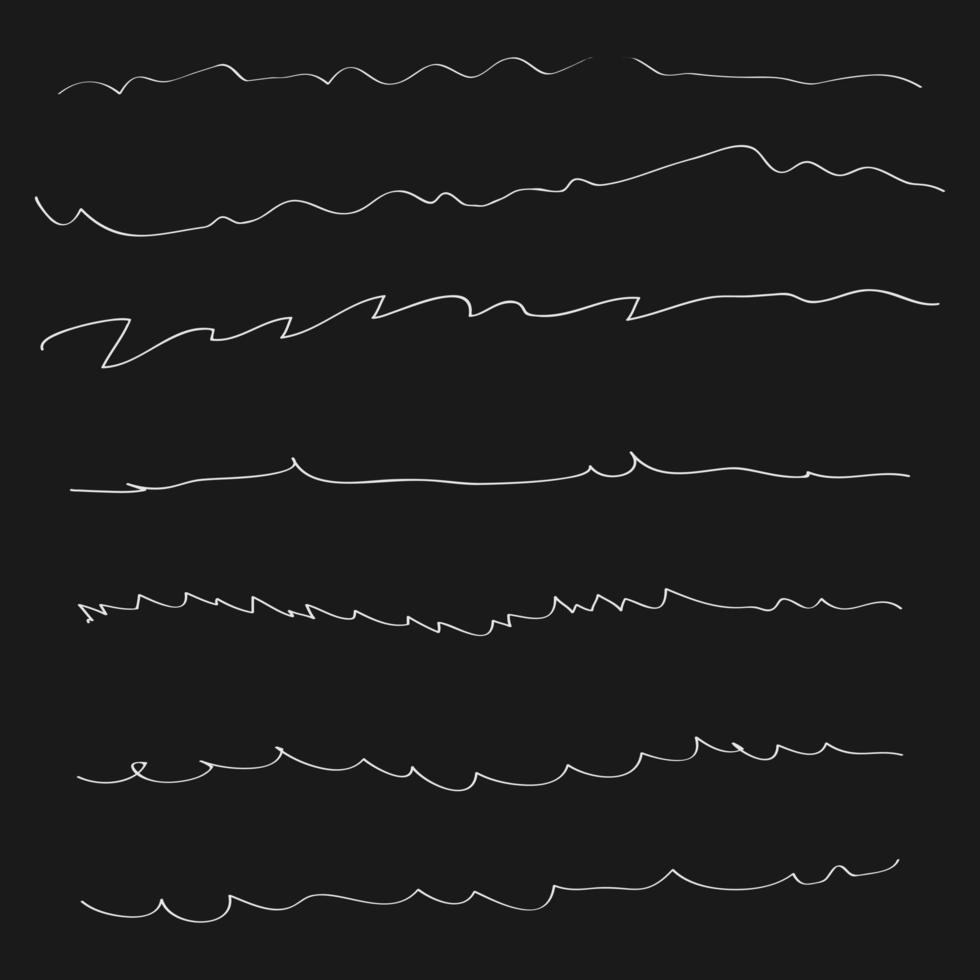 conjunto de líneas dibujadas a mano en blanco y negro vector