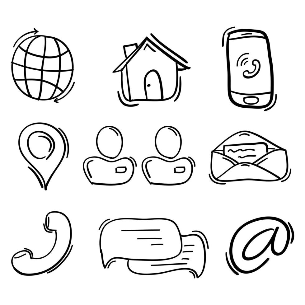 hand drawn doodle contact icon illustration vector isolated on white background