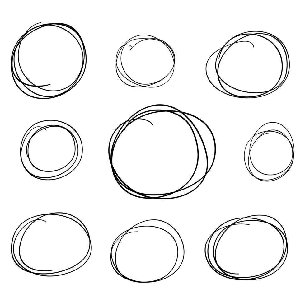 set of hand drawn circle marker vector