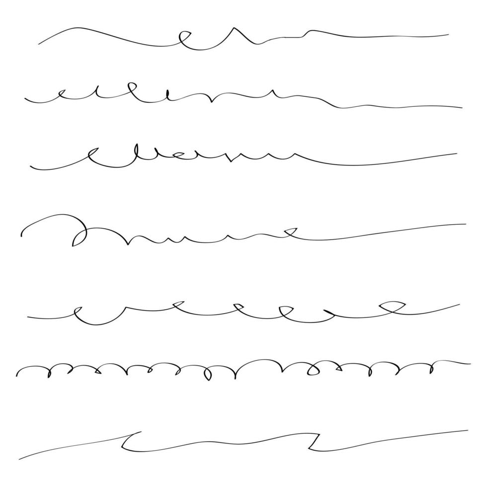 Set of hand drawn lines black and white vector