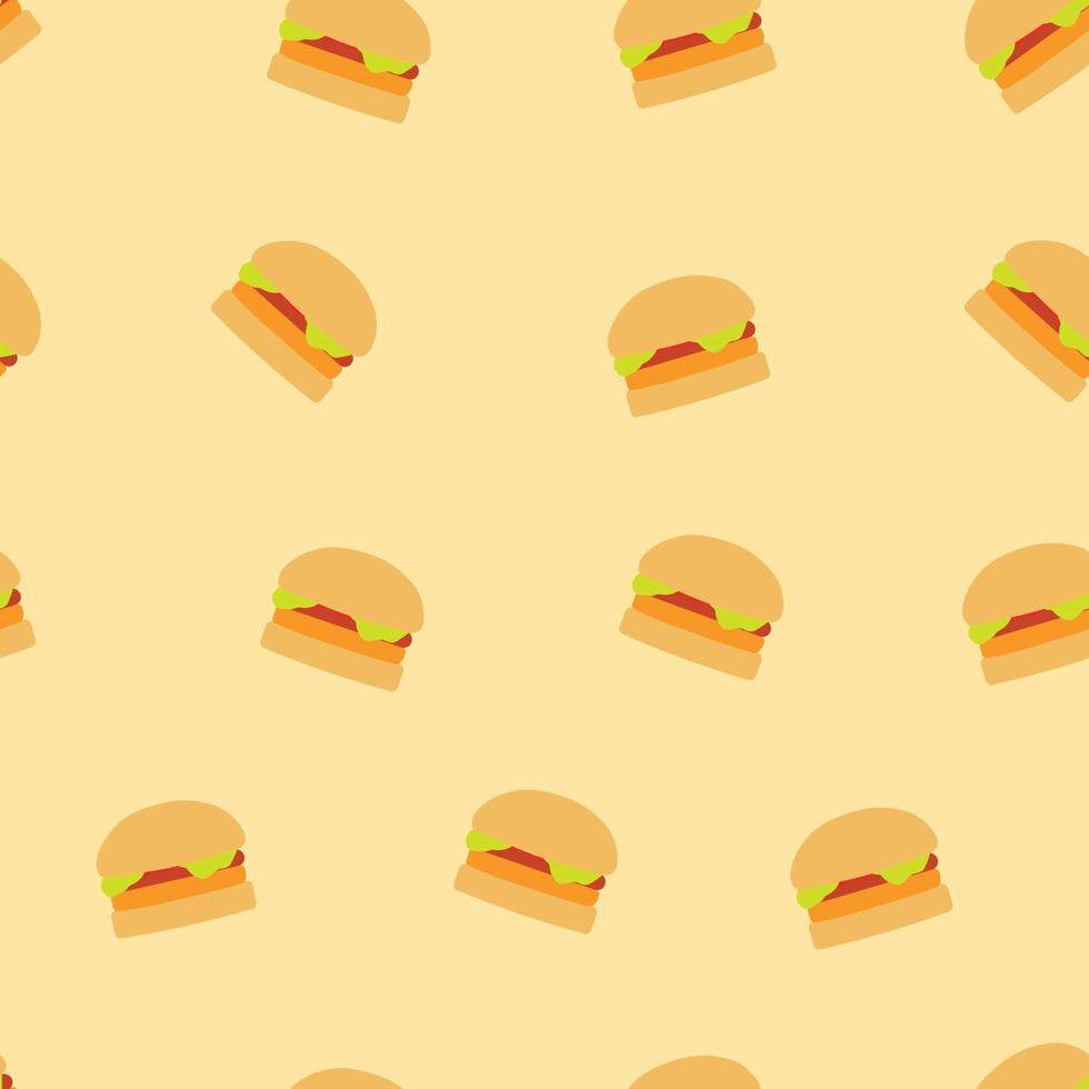 hamburguesa de patrones sin fisuras con queso y carne de res. patrón de hamburguesa para textura y textil. vector