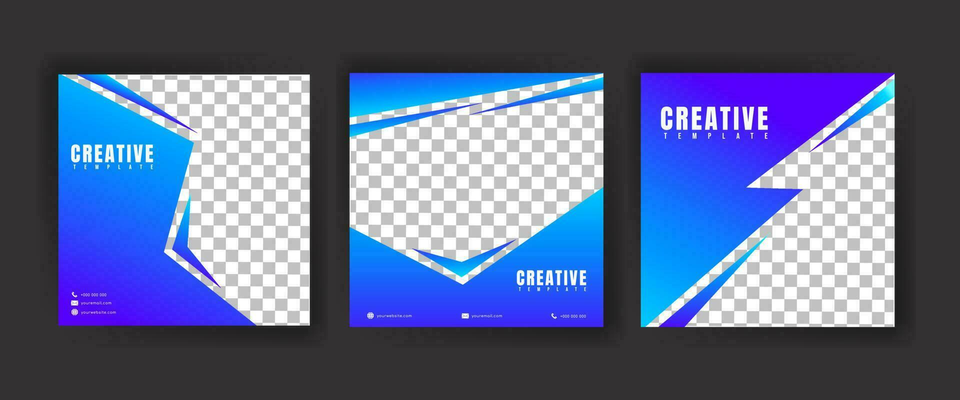 conjunto de banners de marketing de negocios digitales para la plantilla de publicación en redes sociales. fondo de color azul. tema de la tecnología moderna. adecuado para publicaciones en redes sociales y publicidad web vector