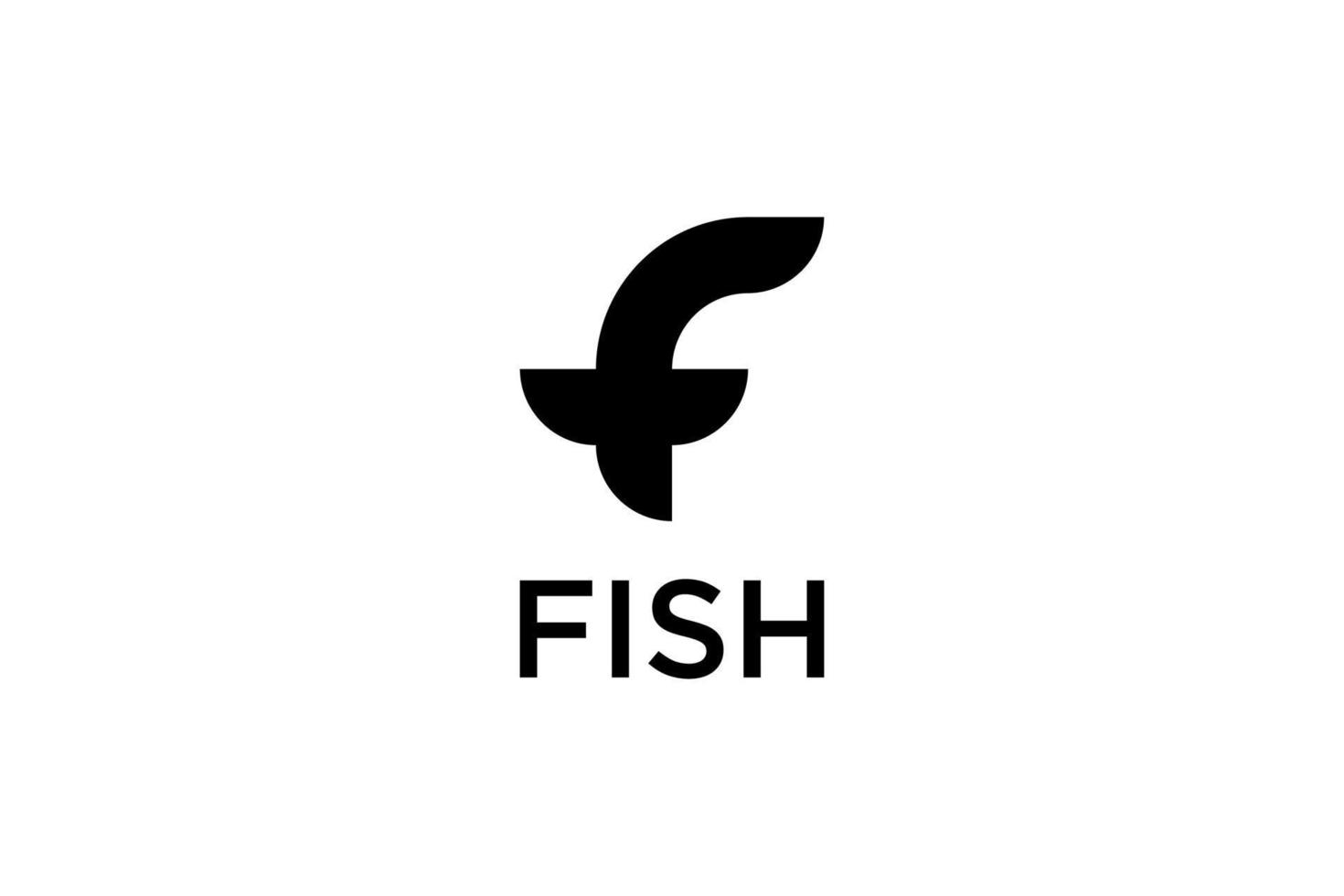 logotipo de pescado simple negro vector