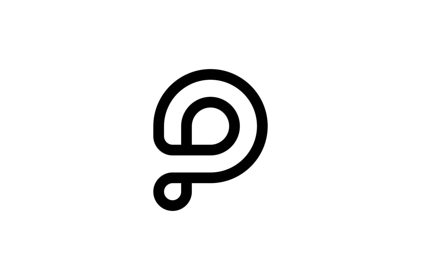 logotipo de contorno de letra p negra vector
