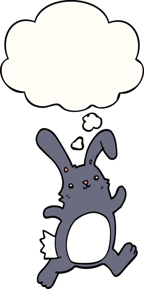 cartoon rabbit running and thought bubble vector