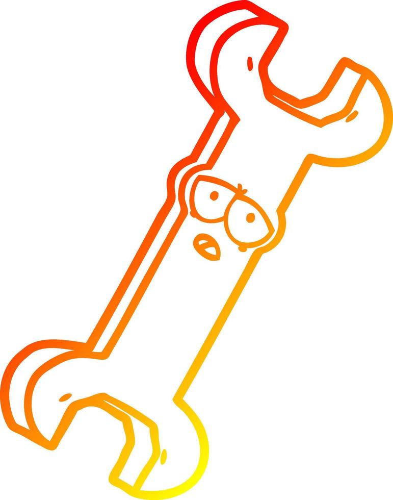 warm gradient line drawing cartoon spanner vector