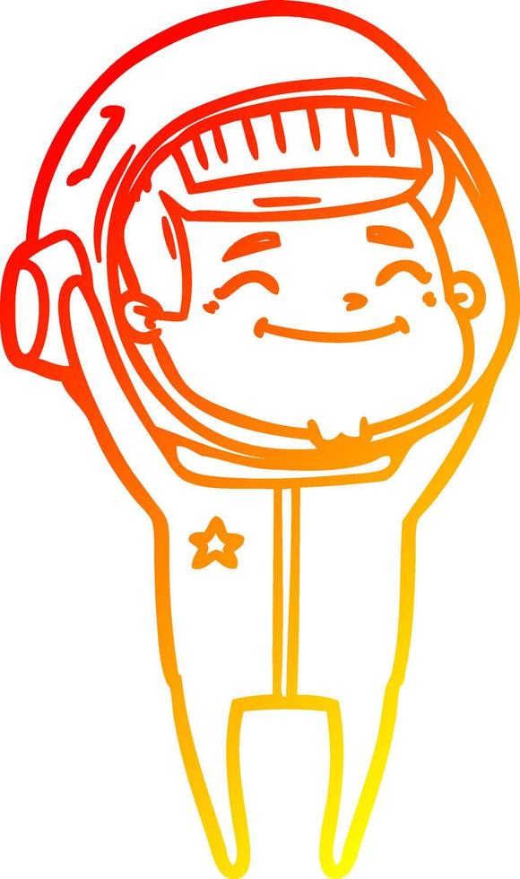 warm gradient line drawing happy cartoon astronaut vector