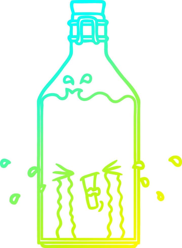 cold gradient line drawing cartoon old bottle vector