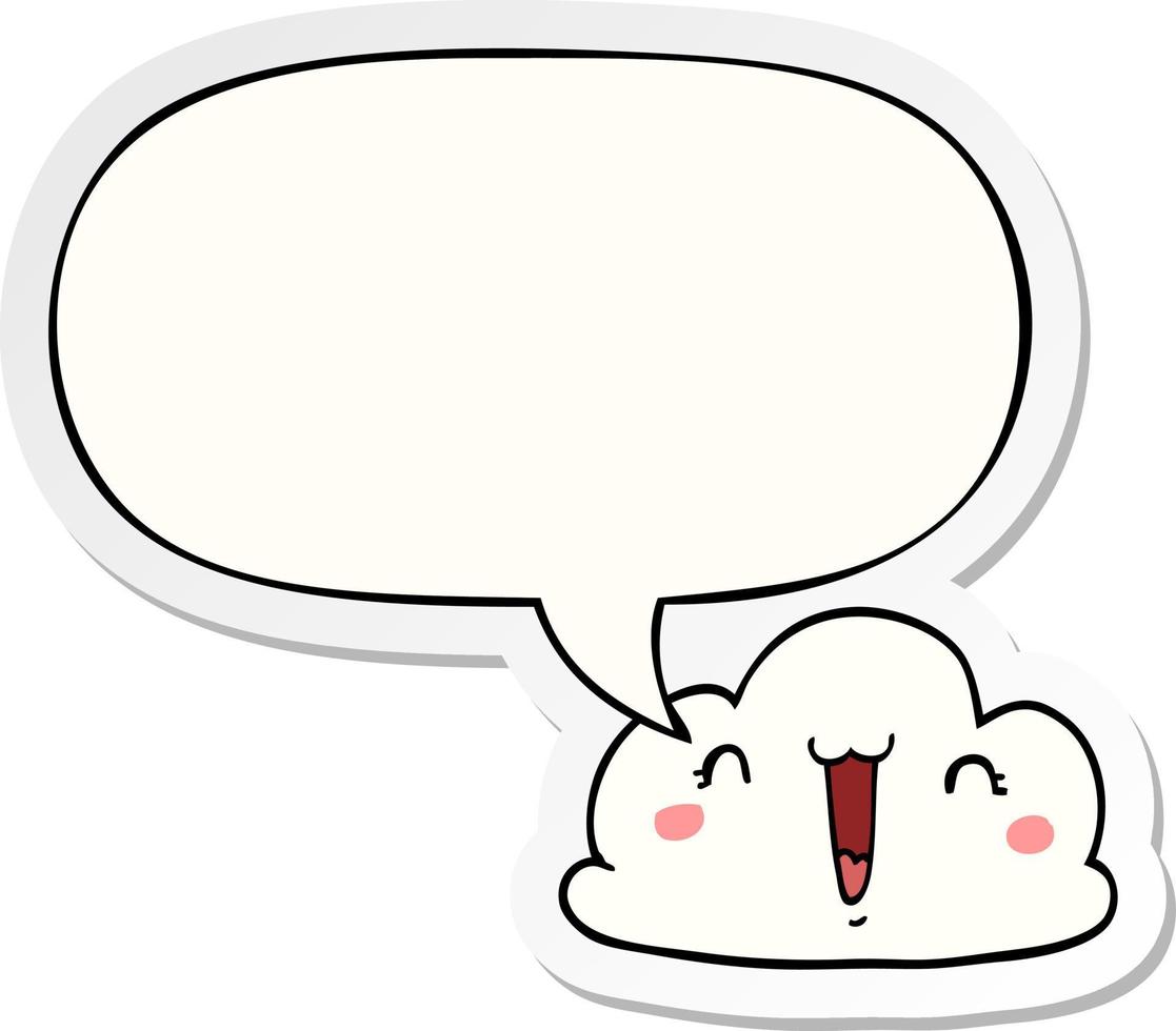 cute cartoon cloud and speech bubble sticker vector