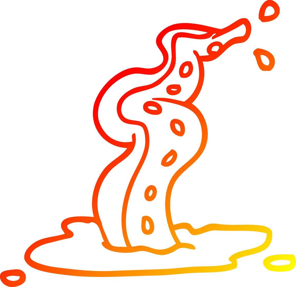 warm gradient line drawing cartoon spooky tentacle vector