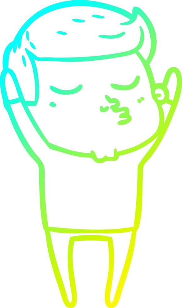 cold gradient line drawing cartoon model guy pouting vector
