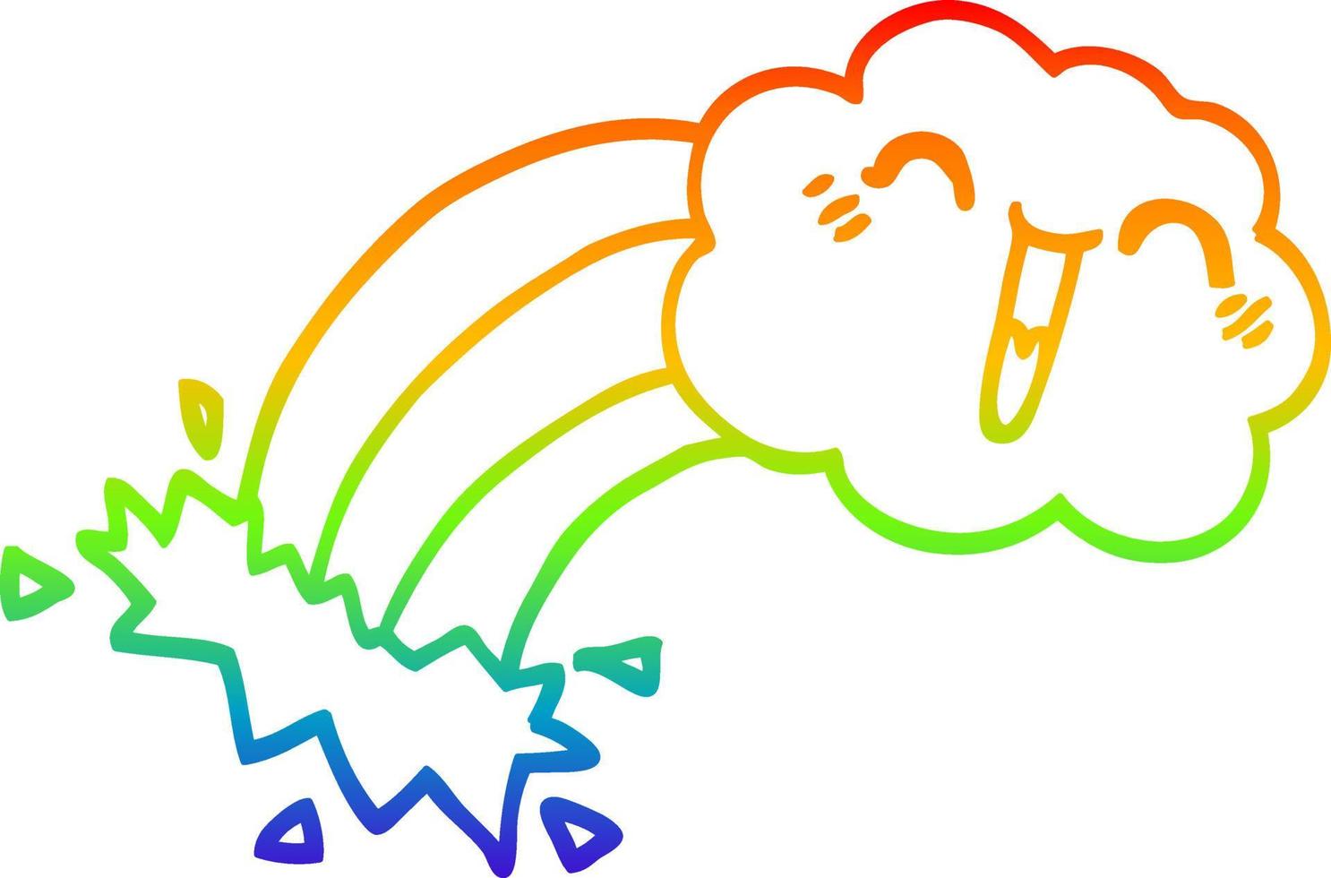 dibujo de línea de gradiente de arco iris nube de lluvia de arco iris de dibujos animados vector