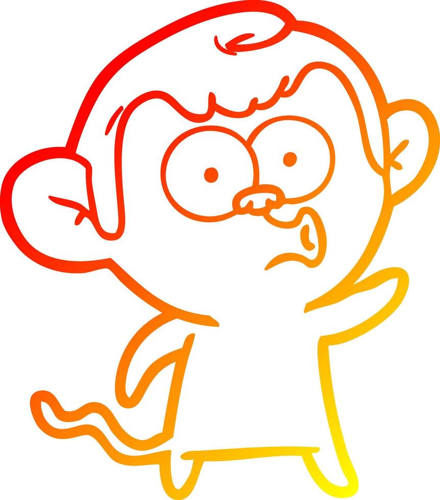 warm gradient line drawing cartoon hooting monkey vector