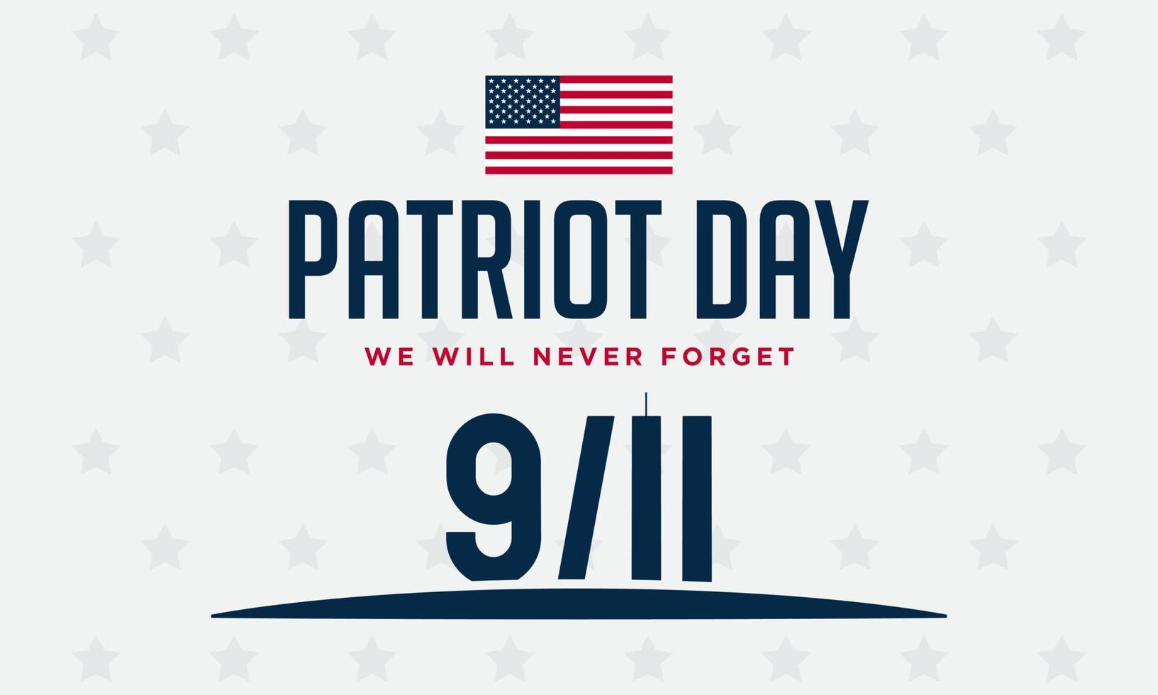 Vector banner design template with American flag and text on dark blue background for Patriot Day.