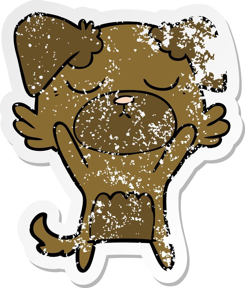 distressed sticker of a cute cartoon dog vector