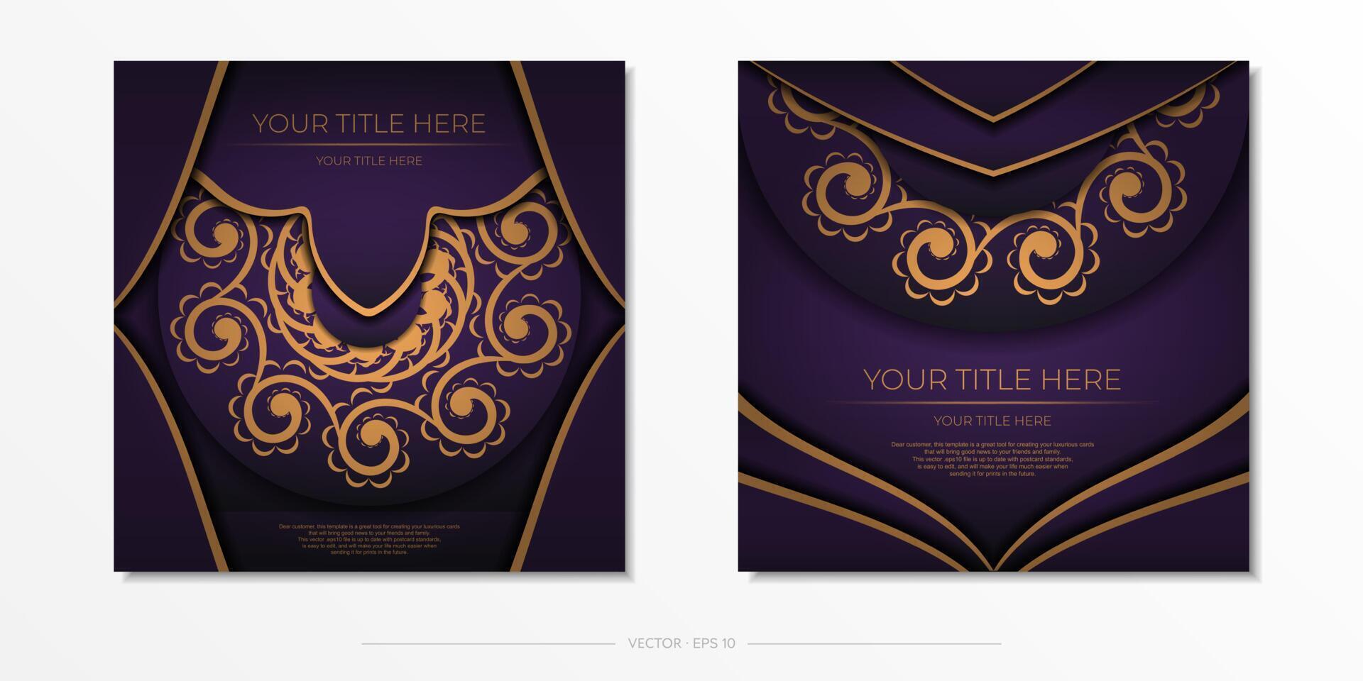 Two vertical banners with gold and purple designs vector