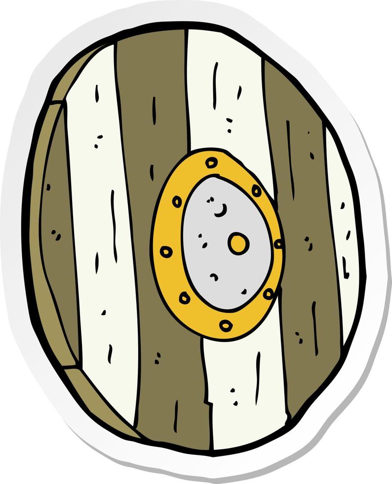 sticker of a cartoon wooden shield vector