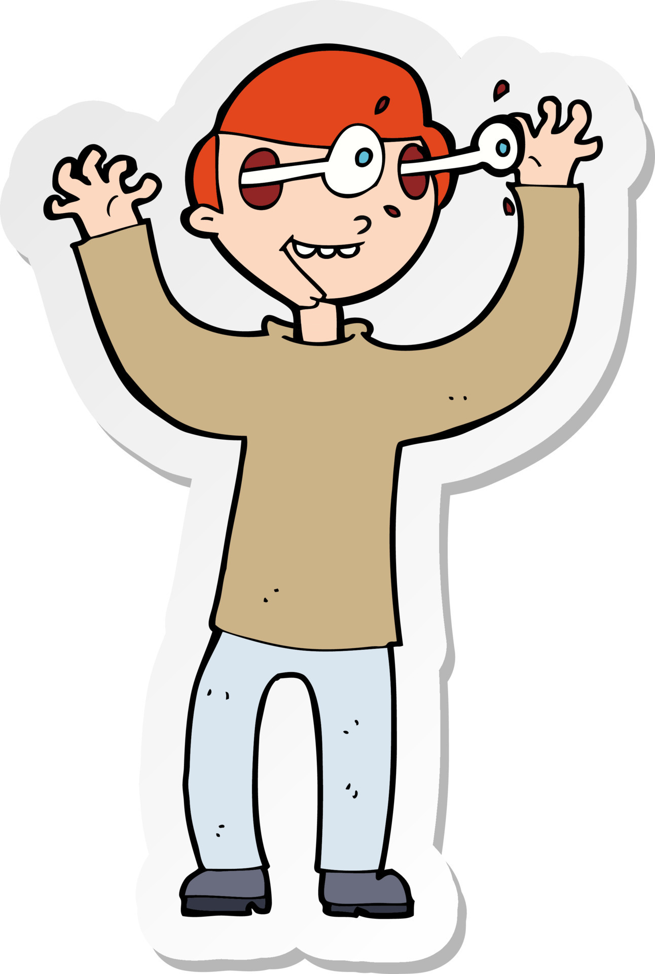 sticker of a cartoon man with eyes popping out of head 10033385 Vector