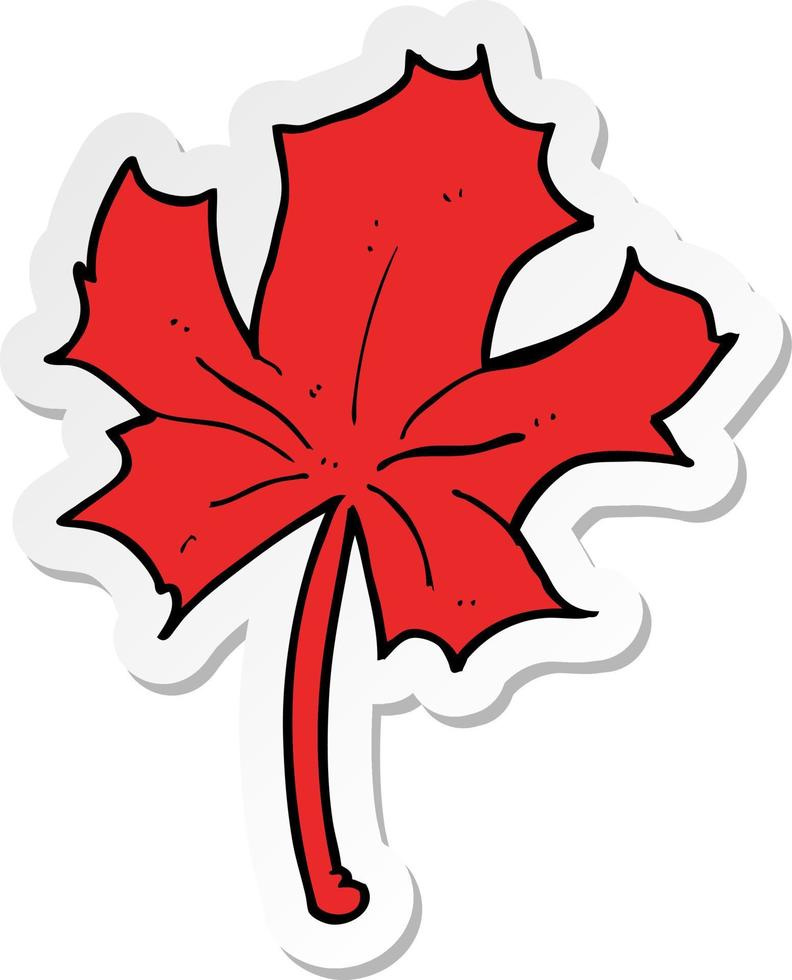 sticker of a cartoon red maple leaf vector