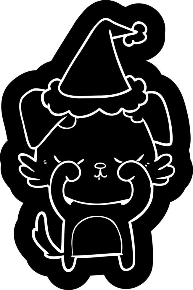 cute cartoon icon of a dog wearing santa hat vector