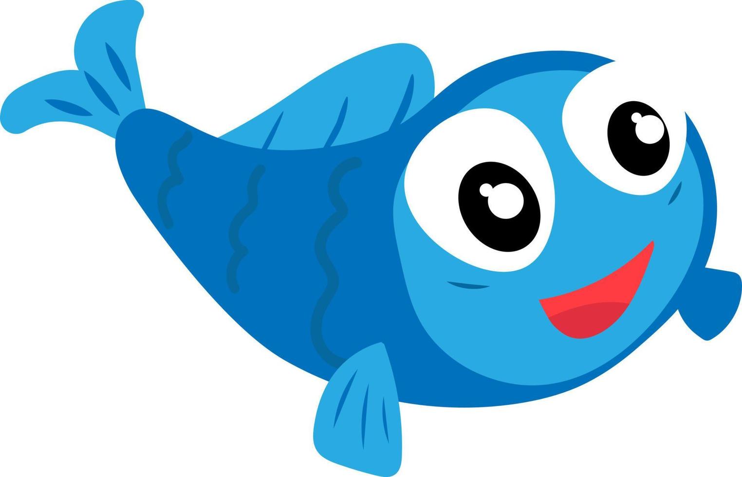 Blue cartoon fish vector
