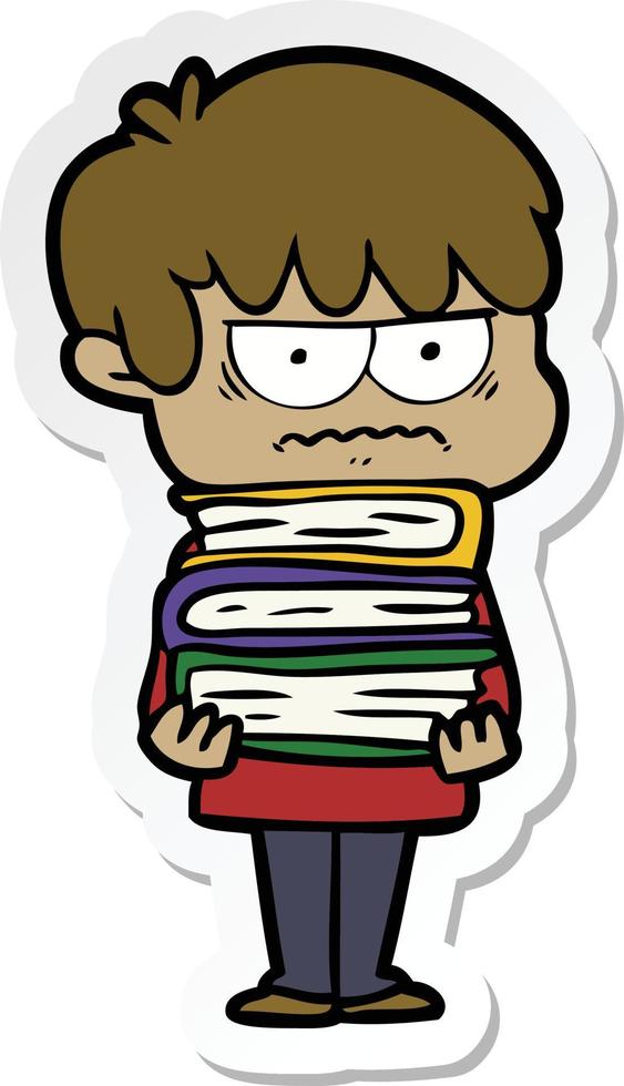 sticker of a annoyed cartoon boy vector