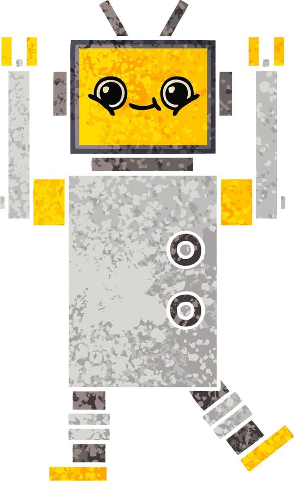 retro illustration style cartoon robot vector