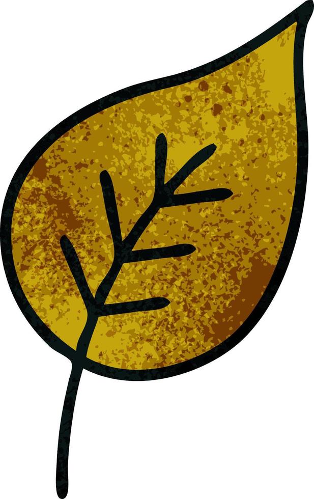 hoja de otoño de dibujos animados de textura grunge retro vector