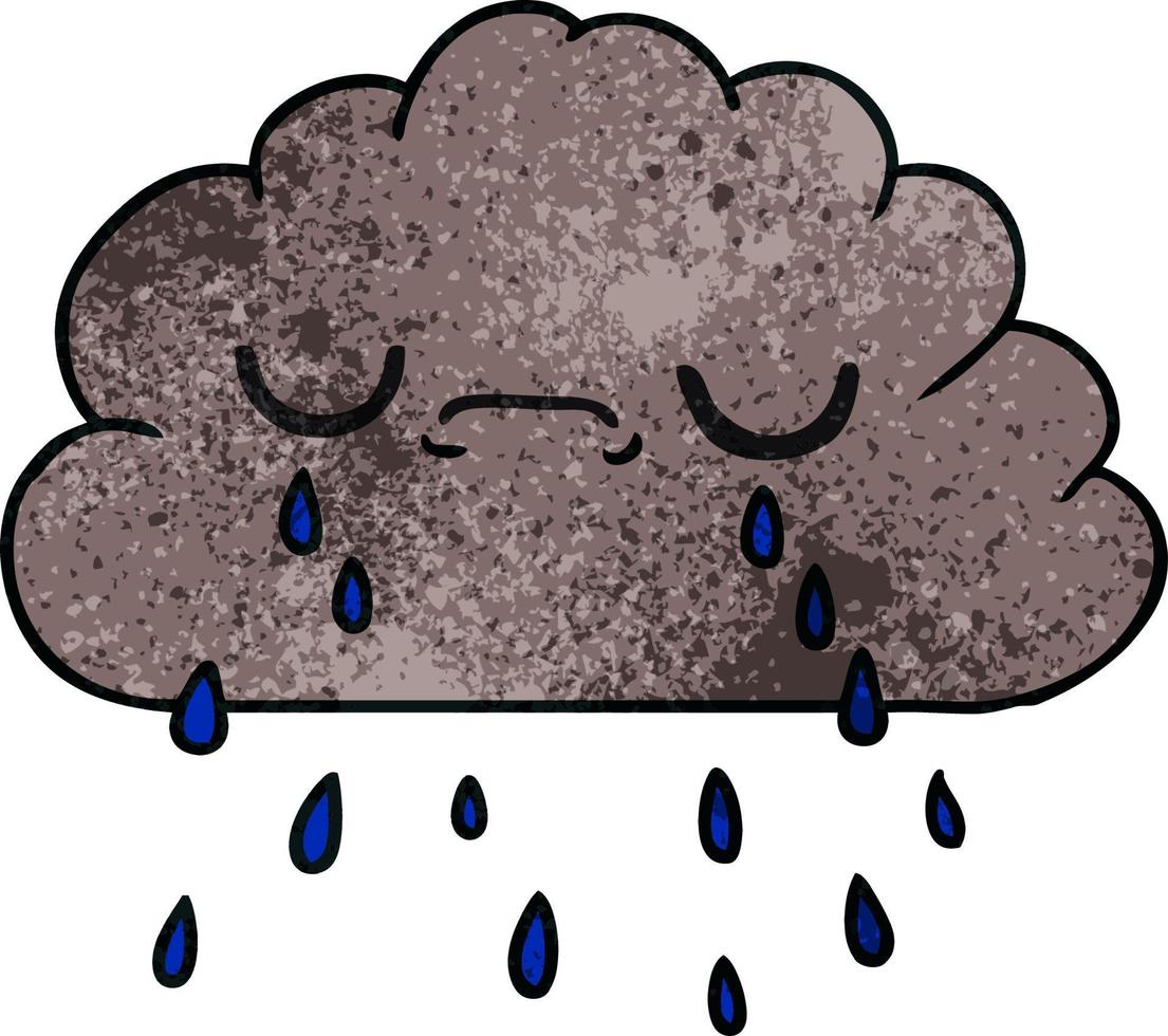 caricatura texturizada de linda nube llorando vector